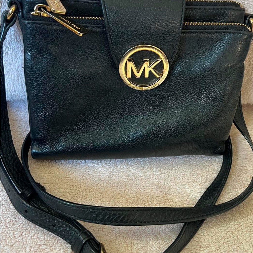 Michael Kors Black Leather Crossbody Bag - Picture 1 of 10